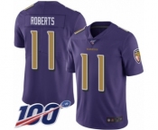 Youth Baltimore Ravens #11 Seth Roberts Limited Purple Rush Vapor Untouchable 100th Season Football Jersey