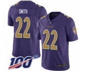 Youth Baltimore Ravens #22 Jimmy Smith Limited Purple Rush Vapor Untouchable 100th Season Football Jersey