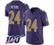 Youth Baltimore Ravens #24 Marcus Peters Limited Purple Rush Vapor Untouchable 100th Season Football Jersey