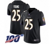 Youth Baltimore Ravens #25 Tavon Young Black Alternate Vapor Untouchable Limited Player 100th Season Football Jersey