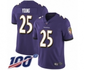 Youth Baltimore Ravens #25 Tavon Young Purple Team Color Vapor Untouchable Limited Player 100th Season Football Jersey