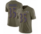 Youth Baltimore Ravens #35 Gus Edwards Limited Olive 2017 Salute to Service Football Jersey
