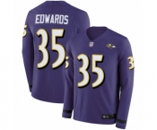 Youth Baltimore Ravens #35 Gus Edwards Limited Purple Therma Long Sleeve Football Jersey