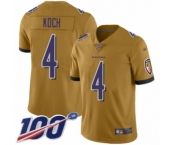 Youth Baltimore Ravens #4 Sam Koch Limited Gold Inverted Legend 100th Season Football Jersey
