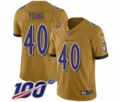 Youth Baltimore Ravens #40 Kenny Young Limited Gold Inverted Legend 100th Season Football Jersey