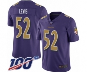 Youth Baltimore Ravens #52 Ray Lewis Limited Purple Rush Vapor Untouchable 100th Season Football Jersey