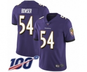 Youth Baltimore Ravens #54 Tyus Bowser Purple Team Color Vapor Untouchable Limited Player 100th Season Football Jersey