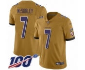 Youth Baltimore Ravens #7 Trace McSorley Limited Gold Inverted Legend 100th Season Football Jersey