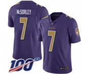 Youth Baltimore Ravens #7 Trace McSorley Limited Purple Rush Vapor Untouchable 100th Season Football Jersey
