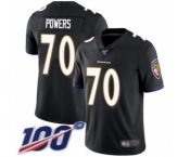 Youth Baltimore Ravens #70 Ben Powers Black Alternate Vapor Untouchable Limited Player 100th Season Football Jersey