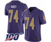 Youth Baltimore Ravens #74 James Hurst Limited Purple Rush Vapor Untouchable 100th Season Football Jersey