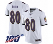 Youth Baltimore Ravens #80 Miles Boykin White Vapor Untouchable Limited Player 100th Season Football Jersey