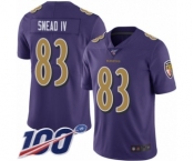 Youth Baltimore Ravens #83 Willie Snead IV Limited Purple Rush Vapor Untouchable 100th Season Football Jersey