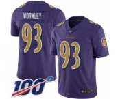 Youth Baltimore Ravens #93 Chris Wormley Limited Purple Rush Vapor Untouchable 100th Season Football Jersey