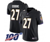 Youth Nike Ravens #27 J.K. Dobbins Black Alternate Stitched NFL 100th Season Vapor Untouchable Limited Jersey