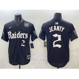 Men's Las Vegas Raiders #2 Ashton Jeanty Black 'Gothic Sin City Shadows Edition' With 65th Anniversary Patch Vapor Limited Stitched Baseball Jersey