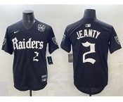 Men's Las Vegas Raiders #2 Ashton Jeanty Black 'Gothic Sin City Shadows Edition' With 65th Anniversary Patch Vapor Limited Stitched Baseball Jersey