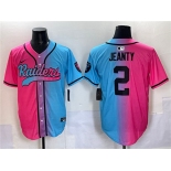 Men's Las Vegas Raiders #2 Ashton Jeanty Pink Blue Limited Stitched Baseball Jersey