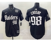 Men's Las Vegas Raiders #98 Maxx Crosby Black 'Gothic Sin City Shadows Edition' With 65th Anniversary Patch Vapor Limited Stitched Baseball Jersey