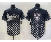 Men's Las Vegas Raiders Team Big Logo Black Limited Stitched Baseball Jersey