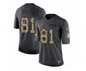 Men's Nike Oakland Raiders #81 Mychal Rivera Limited Black 2016 Salute to Service NFL Jersey