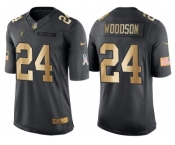 Nike Oakland Raiders #24 Charles Woodson Anthracite 2016 Christmas Gold Men's NFL Limited Salute to Service Jersey