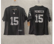 Women's Las Vegas Raiders #15 Fernando Mendoza Black 2026 Draft F.U.S.E. Vapor Football Stitched Jersey Women's Las Vegas Raiders #15 Fernando Mendoza Black 2026 Draft F.U.S.E. Vapor Football Stitched Jersey