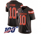 Youth Cleveland Browns #10 Jaelen Strong Brown Team Color Vapor Untouchable Limited Player 100th Season Football Jersey