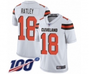 Youth Cleveland Browns #18 Damion Ratley White Vapor Untouchable Limited Player 100th Season Football Jersey