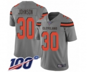 Youth Cleveland Browns #30 D'Ernest Johnson Limited Gray Inverted Legend 100th Season Football Jersey
