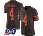 Youth Cleveland Browns #4 Britton Colquitt Limited Brown Rush Vapor Untouchable 100th Season Football Jersey