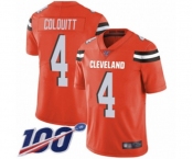 Youth Cleveland Browns #4 Britton Colquitt Orange Alternate Vapor Untouchable Limited Player 100th Season Football Jersey