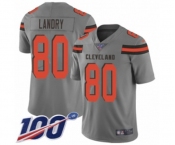 Youth Cleveland Browns #80 Jarvis Landry Limited Gray Inverted Legend 100th Season Football Jersey