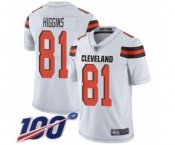 Youth Cleveland Browns #81 Rashard Higgins White Vapor Untouchable Limited Player 100th Season Football Jersey