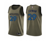 Men's Minnesota Timberwolves #29 Jake Layman Swingman Green Salute to Service Basketball Jersey