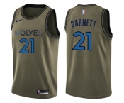 Youth Nike Minnesota Timberwolves #21 Kevin Garnett Swingman Green Salute to Service NBA Jersey