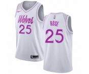 Youth Nike Minnesota Timberwolves #25 Derrick Rose White Swingman Jersey - Earned Edition