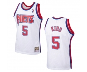 Men's Brooklyn Nets #5 Kidd White Throwback basketball Jersey