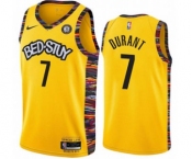 Men's Brooklyn Nets #7 Kevin Durant Gold City Edition 2020-2021 Honor Basquiat Stitched Basketball Jersey