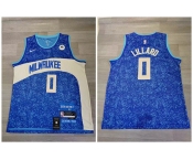 Bucks #0 Damian Lillard Blue Nike 2023-24 City Edition Swingman Jersey