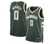 Men's Milwaukee Bucks #0 Brayden Burries Green 2026 Draft Icon Edition Stitched Basketball Jersey