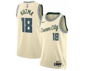 Men's Milwaukee Bucks #18 Kyle Kuzma Cream 2025-26 City Edition Swingman Stitched Basketball Jersey Men's Milwaukee Bucks #18 Kyle Kuzma Cream 2025-26 City Edition Swingman Stitched Basketball Jersey
