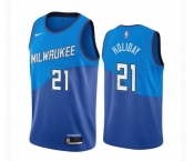 Men's Milwaukee Bucks #21 Holiday  Nike Blue 2020-21 Swingman Player Jersey