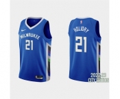Men's Milwaukee Bucks #21 Jrue Holiday 2022-23 City Edition Blue Stitched Basketball Jersey