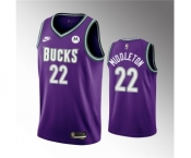Men's Milwaukee Bucks #22 Khris Middleton 2022-23 Purple Classic Edition Swingman Stitched Basketball Jersey