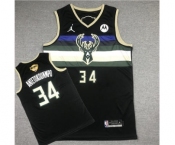 Men's Milwaukee Bucks #34 Giannis Antetokounmpo 2021 Black Finals Stitched Basketball Jersey