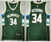 Men's Milwaukee Bucks #34 Giannis Antetokounmpo 75th Anniversary Diamond Green 2021 Stitched Jersey