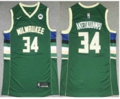 Men's Milwaukee Bucks #34 Giannis Antetokounmpo Green 2021 Nike Swingman Stitched Jersey With NEW Sponsor Logo