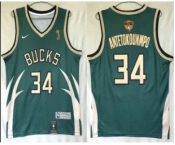 Men's Milwaukee Bucks #34 Giannis Antetokounmpo Green Nike Swingman 2021 Champions Earned Edition Stitched Jersey