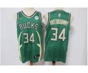 Men's Milwaukee Bucks #34 Giannis Antetokounmpo Green Stitched Basketball Jersey